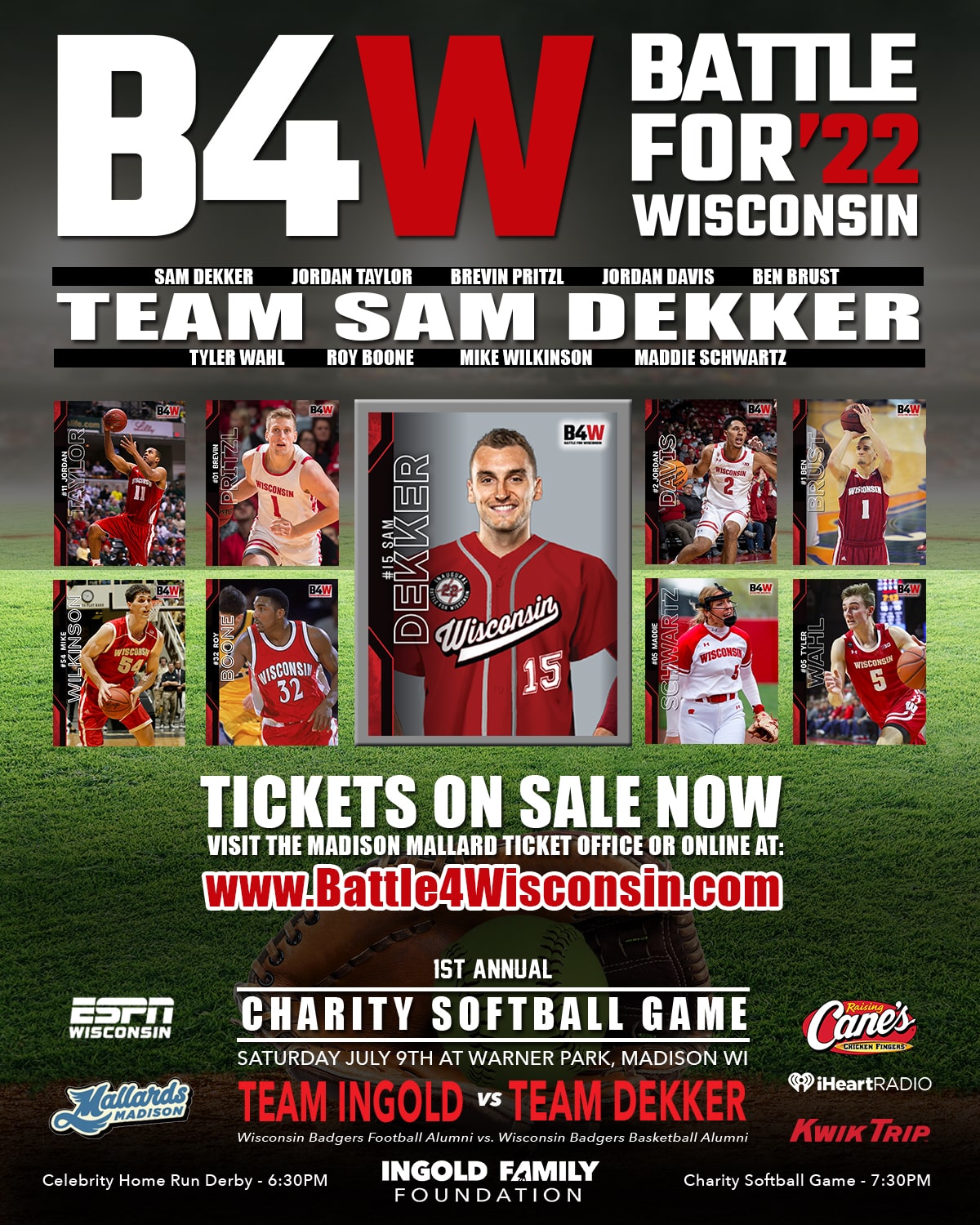 Battle for Wisconsin charity softball game poster